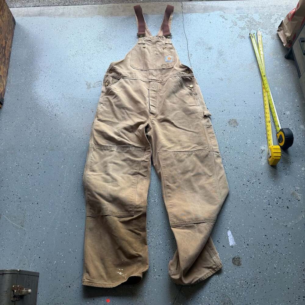 Carhartt R01 Double Knee Work Overalls Size 38x32 Tan Duck - Picture 8 of 8